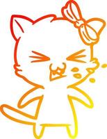 warm gradient line drawing cartoon cat vector