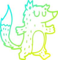 cold gradient line drawing cartoon wolf vector