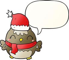 cute christmas owl and speech bubble in smooth gradient style vector