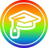 graduation cap circular in rainbow spectrum vector