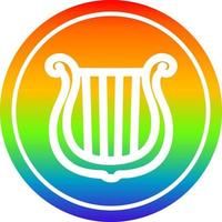 musical instrument harp circular in rainbow spectrum vector