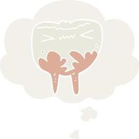 cartoon bad tooth and thought bubble in retro style vector