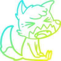 cold gradient line drawing angry cartoon fox sitting vector