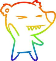 rainbow gradient line drawing angry polar bear cartoon vector