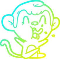 cold gradient line drawing crazy cartoon monkey vector