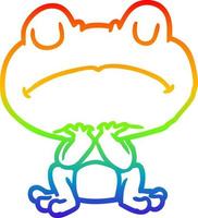 rainbow gradient line drawing frog waiting patiently vector