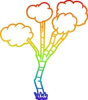 rainbow gradient line drawing cartoon sparse tree vector