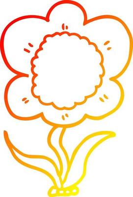 warm gradient line drawing cartoon flower