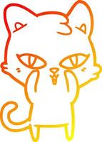 warm gradient line drawing cartoon cat vector