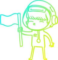 cold gradient line drawing cartoon curious astronaut vector