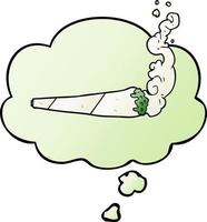 cartoon marijuana joint and thought bubble in smooth gradient style vector