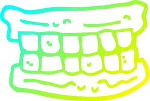 cold gradient line drawing cartoon false teeth vector