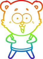 rainbow gradient line drawing laughing teddy  bear cartoon vector