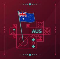 Australia flag and text on 2022 world football tournament background. Vector illustration Football Pattern for banner, card, website. national flag