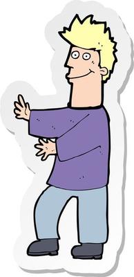 sticker of a cartoon happy man