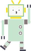 flat color retro cartoon robot vector