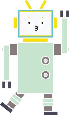 flat color retro cartoon robot