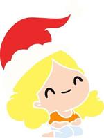 christmas cartoon of kawaii girl vector