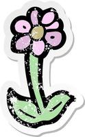 retro distressed sticker of a cartoon flower symbol vector