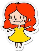 sticker cartoon of cute kawaii girl vector