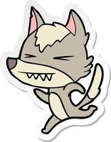 sticker of a angry wolf running vector