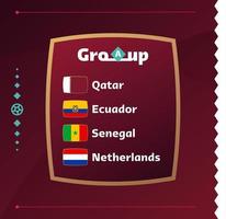 World football 2022 Group A. Flags of the countries participating in the 2022 World championship. Vector illustration