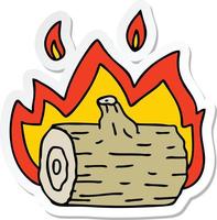 sticker of a quirky hand drawn cartoon campfire vector