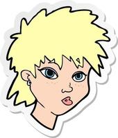 sticker of a cartoon curious girl vector