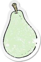 retro distressed sticker of a cartoon pear vector