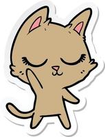 sticker of a calm cartoon cat vector