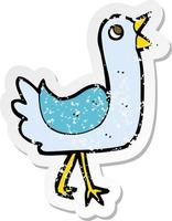 retro distressed sticker of a cartoon bird vector