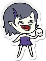 sticker of a cartoon laughing vampire girl vector