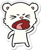 sticker of a angry cartoon polar bear vector