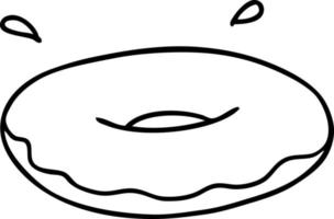 line drawing doodle of an iced ring donut vector