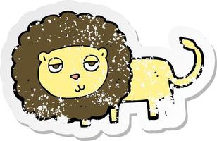 retro distressed sticker of a cartoon lion vector