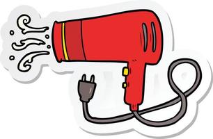 sticker of a cartoon electric hairdryer vector