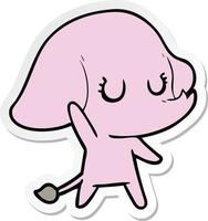 sticker of a cute cartoon elephant vector