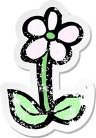 retro distressed sticker of a cartoon flower vector