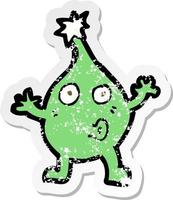 retro distressed sticker of a funny cartoon creature vector