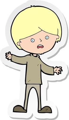 sticker of a cartoon unhappy boy