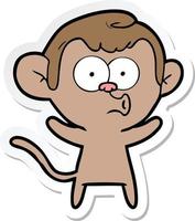 sticker of a cartoon surprised monkey vector