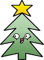 gradient shaded cartoon christmas tree vector