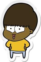 sticker of a cartoon happy boy vector