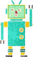 retro illustration style cartoon robot vector