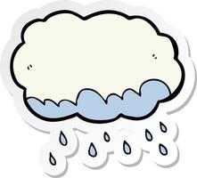 sticker of a cartoon rain cloud vector