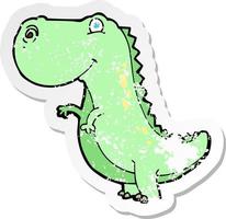 retro distressed sticker of a cartoon dinosaur vector