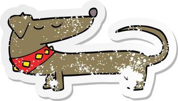 distressed sticker of a cartoon dog vector