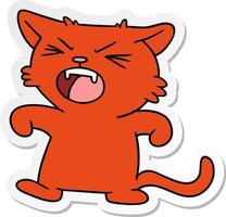 sticker cartoon doodle of a screeching cat vector