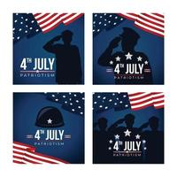 Set of Independence Day of America Cards vector