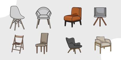 set of several flat chair vector